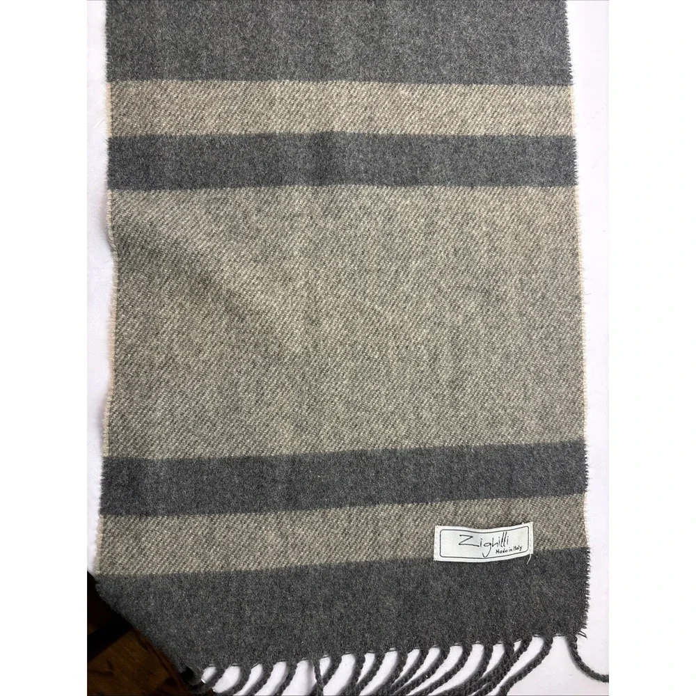 Vintage Zighilli Cashmere Wool Italian Scarf Made in Italy 11